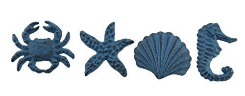Zeckos Coastal Sea Life 4 Piece Cast Iron Drawer Pull Or Cabinet Knob Set