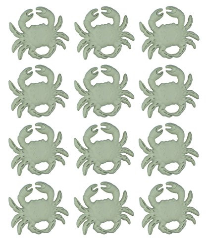 Chesapeake Bay Distressed White Cast Iron Coastal Crab Drawer Pull Set of 12