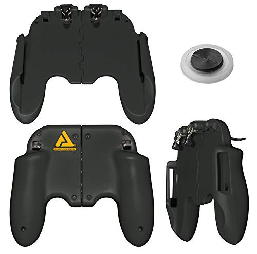 Mobile Game Controller PUBG Mobile Controller Gamepad with Joystick Mobile Trigger for 4-7 Inch Mobile Phones (Black/Gold)