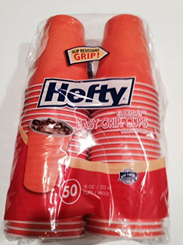 Hefty Easy Grip Disposable Plastic Party Cups, Orange, 50/pack