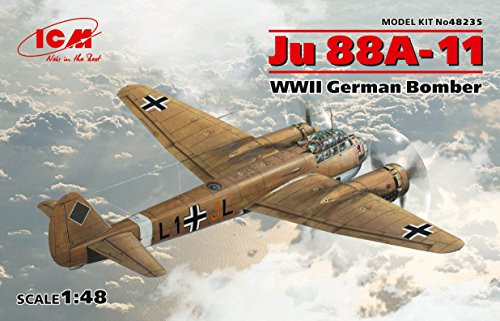 ICM 1/48 Scale World War II German Bomber Plane Junkers Ju 88A-11 - Plastic Aircraft Model Building Kit # 48235