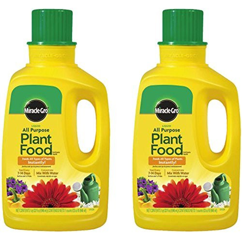 Miracle-GRO 1001502 Liquid All Purpose Plant Food Concentrate, 12-4-8, 32-Ounce Bottle (2-Pack (32 Oz))