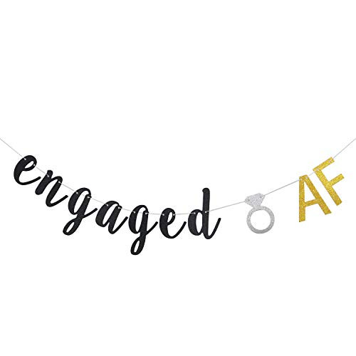 Engaged AF Banner, Glitter Wedding Banner, Party Events Decorations, Party Supply Decor, Wedding Engagement Bridal Shower Sign Photo Prop