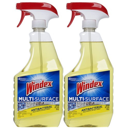 Windex Antibacterial Multi-Surface Cleaner, 26 Fl Oz Spray Bottle, Pack of 2