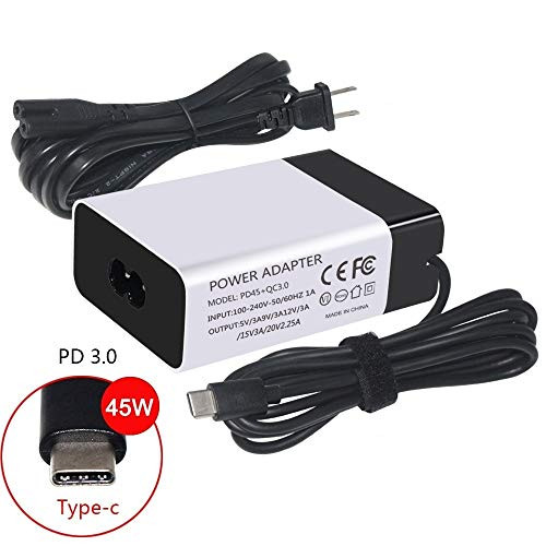 45W USB-C AC Adapter Laptop Charger - USB C Wall Charger PD 3.0 Type C Charger with Power Delivery, Laptop Fast Charging Adapter Built-in 3FT Type C Cable (PD 45W)