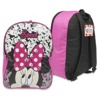 Kids Warehouse Minnie Mouse 16" Backpack - Padded Adjustable Straps, Zippered Pocket - Sweet Minnie