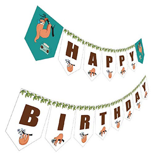 Sloth Birthday Banner, Sloth Happy Birthday Party Sign, Folivora Bday Bunting Hanging Decoration Sloth Birthday Banner, Sloth Happy Birthday Party Sign, Folivora Bday Bunting Hanging Decoration