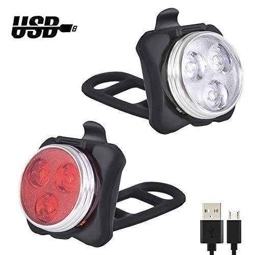 Wanku Bike Light Set, USB Rechargeable Bicycle Lights -Super Bright Bike Headlight-Taillight4 Light Mode Options,Bike Light Front and Back