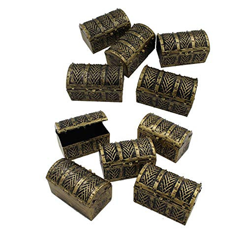 Mini Pirate Treasure Chests,Kids Pirate Treasure chest Toy Box,10 pcs Vintage Pirate Jewelry Box Games Toy Set Locks Party Favors Props Decoration Treasure Chest