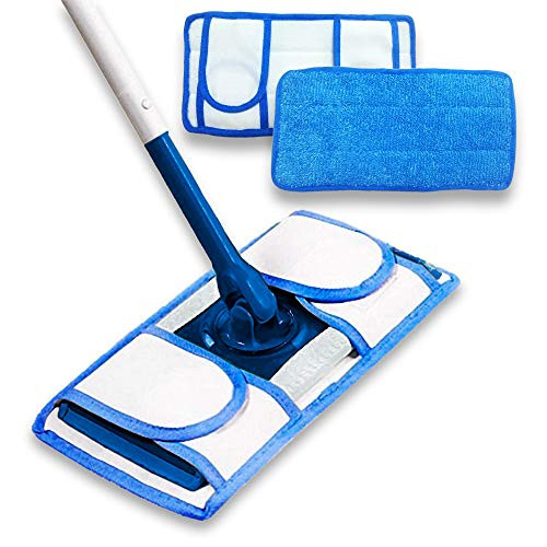 Set of 2 Microfiber Mop Pads - Reusable Mop Pads Washable Reusable Floor Cleaning Pads - Durable Microfiber Pad - Microfiber Cloth for Mop - Mop Replacement Heads - Flat Mop Pads - Dry Mop Refills