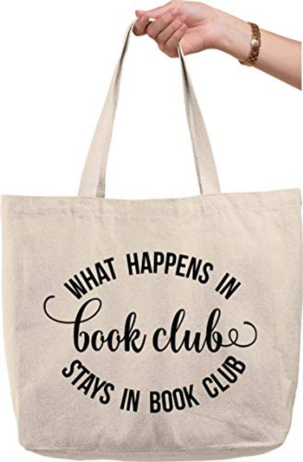 What happens in book club stays in book club caps cursive funny Natural Canvas Tote Bag funny gift What happens in book club stays in book club caps cursive funny Natural Canvas Tote Bag funny gift
