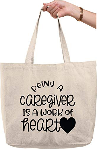 Being a caregiver is a work of heart love funny assistance Natural Canvas Tote Bag funny gift
