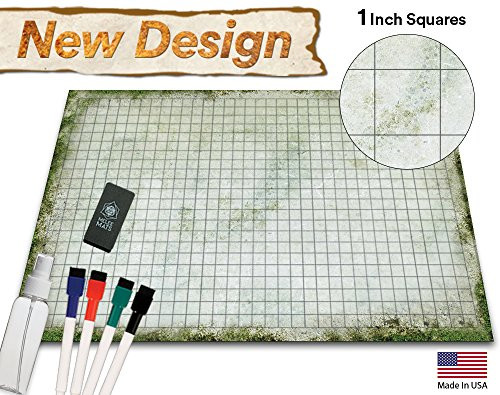 Battle Grid Game Mat - 36x24 Table Top Role Playing Map - DND Role Play - RPG Dungeons and Dragons Maps Tiles - Reusable Miniature Figure Board Games - Tabletop Gaming Mats (Moss)