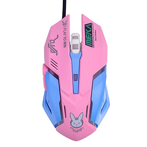 LingAo Gaming Mouse, Backlit Optical Game Mice Ergonomic USB Wired with 2400 DPI and 6 Buttons 4 Shooting for Pro Game PC Computer Laptop Desktop Mac (Pink)