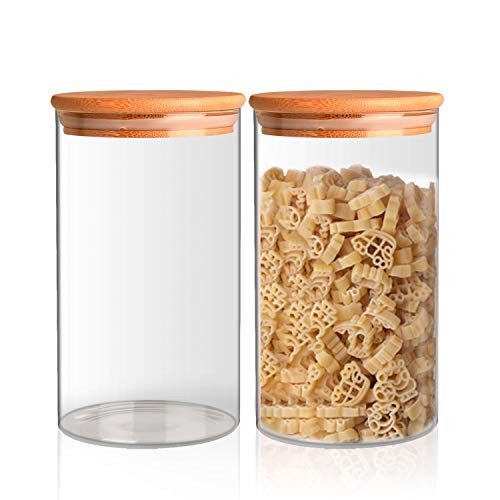 Food Storage Jars, Akamino Glass Food Storage Jars Containers with Airtight Bamboo Lids - Clear Kitchen Canisters For Coffee,Sugar,Candy, Cookie, Rice, Spice Set of 2?23oz? Food Storage Jars, Akamino Glass Food Storage Jars Containers with Airtight Bamboo Lids - Clear Kitchen Canisters For Coffee,Sugar,Candy, Cookie, Rice, Spice Set of 2?23oz?