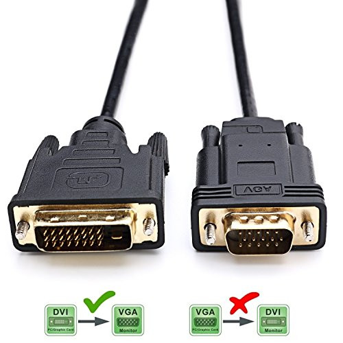 YIWENTEC DVI to VGA, DVI 24+1 DVI-D M to VGA Male with Chip Active Adapter Converter Cable for PC DVD Monitor HDTV 2M (Black)