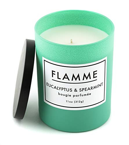 Flamme Candle Co. Eucalyptus and Spearmint Scented Jar Candle : 11 Oz, Soy Wax
