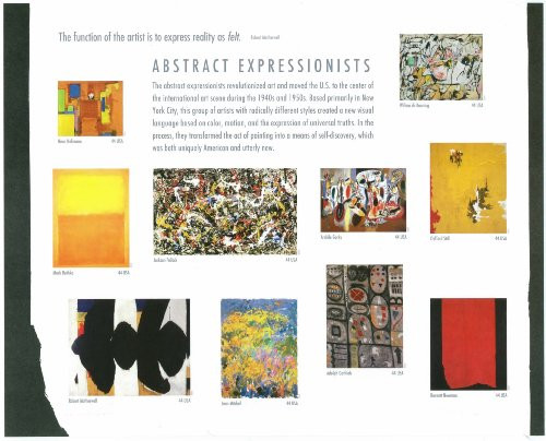Abstract Expressionists Sheet of Ten 44 Cent Stamps Scott 4444 By USPS Abstract Expressionists Sheet of Ten 44 Cent Stamps Scott 4444 By USPS