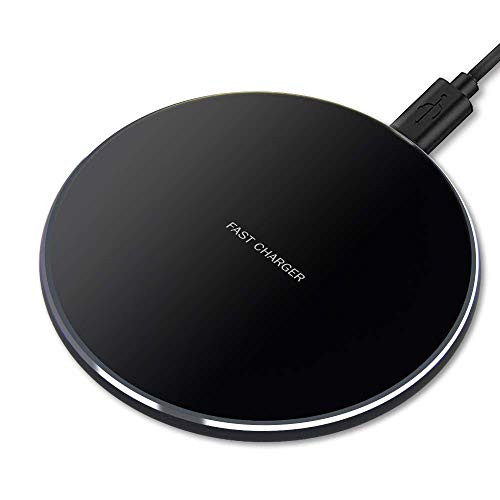 Wireless Fast Charger Pad - 10W-5W Qi Wireless Charging Pad Compatible with iPhone, Samsung, and Google Smartphones, AirPods, and All Qi Enabled Devices (Black)