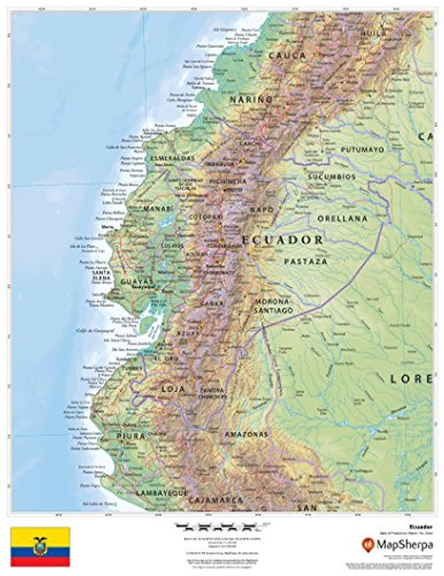 Ecuador - 17" x 22" Paper Wall Map
