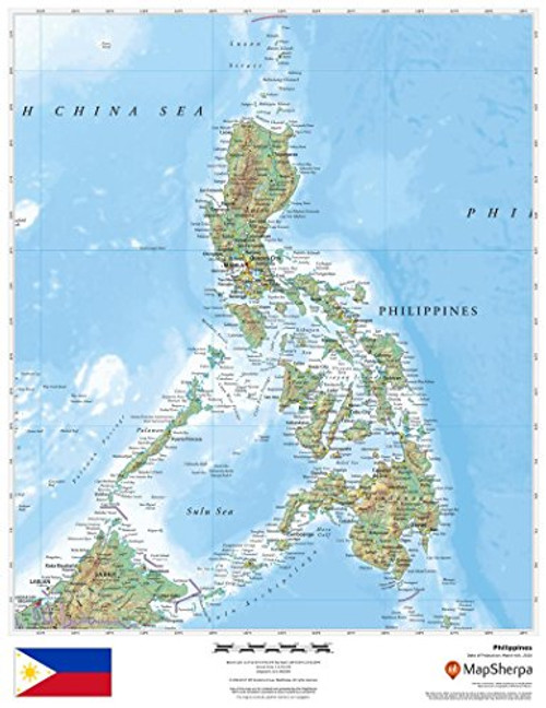 Philippines - 17" x 22" Matte Plastic Wall Map