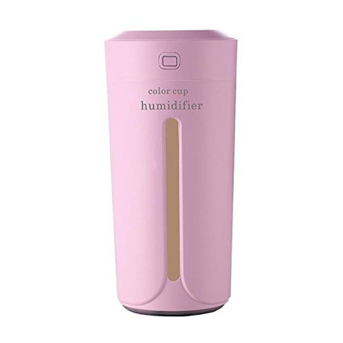 ZEERKEER Cool Mist Humidifier Air Humidifiers Purifier USB Charger Cars Office Desk Bedroom Home Babies Kids 7 Color LED Night Light 2 Mist Modes (Pink)