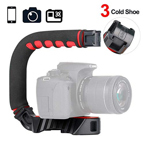 ULANZI U-Grip Pro Handheld Video Rig Steadicam with Triple Cold Shoe, Stabilizing Handle Grip Compatible for iPhone 11 Pro Max Xs 8 7 plus GoPro 8 7 6 5 Canon Nikon Sony DSLR Cameras