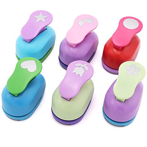 6 Types Craft Hole Punch, 1-Inch Paper Puncher Handmade Hole Scrapbooking Punches, Different Shape Crafting Designs for Kids Paper Crafts, Card Making, Scrapbooking
