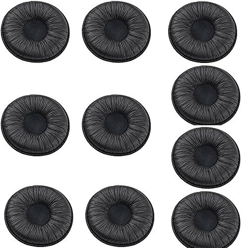 Ear Cushions Leatherette Spare Replacement Earpads for Plantronics Supra Plus Encore and Most Standard Size Office Telephone Headsets H251 H251N H261 H261N H351 H351N H361 H361N (Pack of 10)