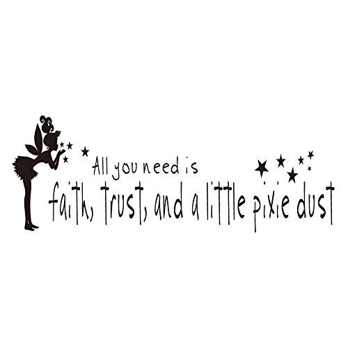 ZSSZ All You Need is Faith, Trust, and a Little Pixie dust - Inspirational Words Wall Decal Art Letters Princess Stars Girls Room Nursing Décor