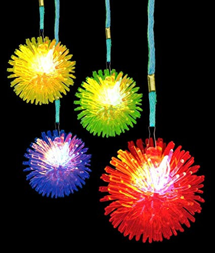 Fun Central 12 Pieces - Assorted LED Porcupine Necklace Bulk - Light Up Necklaces for Parties