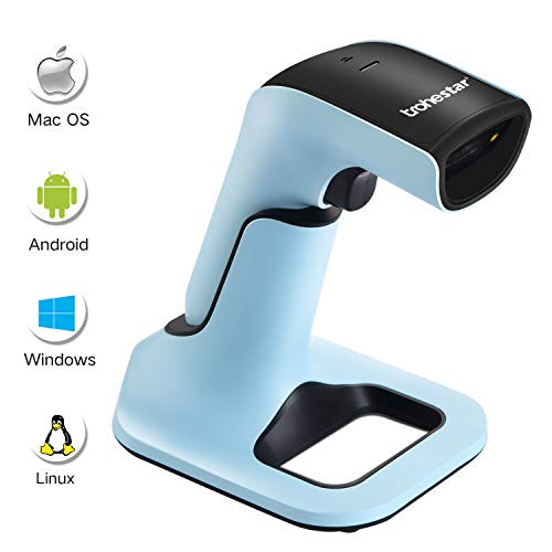 Trohestar Wireless Barcode Scanner,Portable 1D Wired & 2.4GHz Wireless Scanner Barcode CCD Bar Code Reader with Charging Cradle Inventory Scanner(Support Scan 1D Barcodes on Screen)
