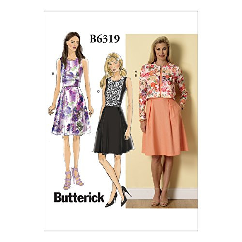 BUTTERICK PATTERNS B6319 Misses' Cardigan and Pleated-Skirt Dress, Size F5 (16-18-20-22-24)
