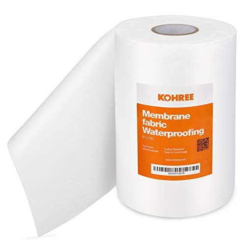 Kohree Waterproofing Membrane Fabric, 6 Inch X 75 Foot Roll Anti-Fracture Membrane Fabric, Non-Woven Waterproof Fiberglass Mesh Tape for Bathroom Shower Walls, Floors, Tiles