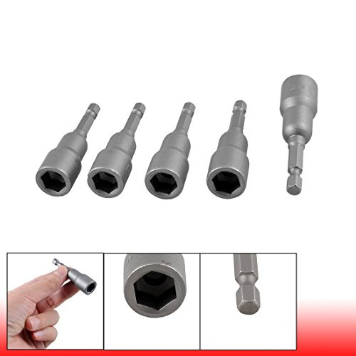 Uxcell a12120500ux0774 Gray 1/4" Shank 11mm Hex Socket Nut Setter Spanner Driver Bit (5 Piece)
