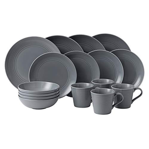 Royal Doulton 40003015 Gordon Ramsay Maze 16-Piece Dinner Set, Grey