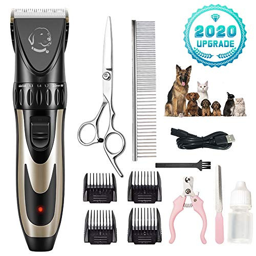LIAOINTEC Dog Clippers Low Noise Rechargeable Cordless Electric Quiet Hair Clippers Pet Grooming Tool Professional Dog Hair Trimmer with Comb Guides Scissors Nail Kits for Dogs Cats Pets