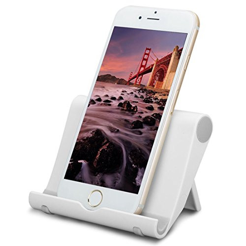 Adjustable Cell Phone Stand for Desk, Multi-Angle Cell Phone Holder, Foldable Mobile Phone Dock, Portable Desktop Tablet Stands, Compatible with iPhone 11 Pro Xs X 8 Samsung Galaxy S10 S9 S8 (White)