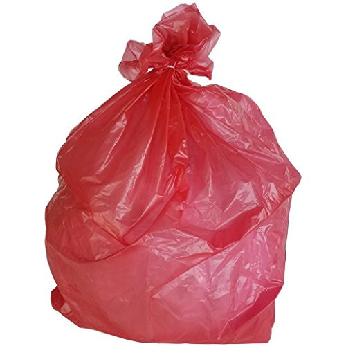 PlasticMill 33 Gallon Garbage Bags: Red, 1.5 MIL, 33x39, 100 Bags.