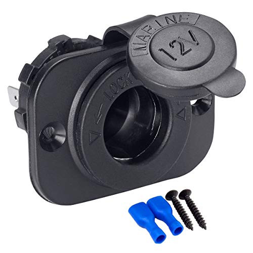 BREADEEP Car Cigarette Lighter Socket DC 12V, Waterproof Power Outlet Adapter Replacement with Terminal/Screw for Marine, Motorcycle, Boat, Truck, RV, ATV