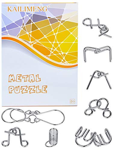 KAILIMENG Metal Puzzle, Brain Teaser Metal Wire Puzzle for Kids and Adults - Mind Game 3D IQ Jigsaw, Set of 8