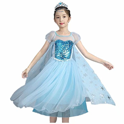 Tsyllyp Summer Girls Princess Costume Sequined Elsa Party Dress UP
