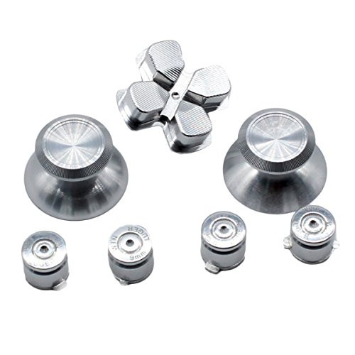 ElementDigital(TM) PS4 Controller Parts, PS4 Thumbsticks Kit, Sliver Metal Bullet Joysticks Thumbsticks with ABXY Bullet Buttons and D-pad for PlayStation 4 DualShock 4 Controller Mod Kit
