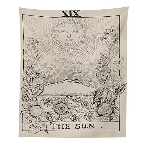 Letsroam Tarot Sun Tapestry Wall Tapestry Wall Hanging Psychedelic Tapestry Celestial Tapestry Medieval Tarot Decor Wall Tapestry for Bedroom Living Room College Dorm Room (51x59)
