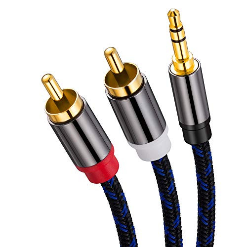 3.5mm to RCA Audio Cable 15 Feet, Ruaeoda Braided RCA to 3.5mm AUX to 2-Male RCA Audio Auxiliary Stereo Y Splitter Cable 1/8 to RCA Stereo Cable Audiophiles Headphone RCA Cable [Double-Shielded] 5m