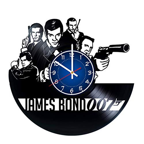 JAMES BOND 12 inches / 30 cm Vinyl Record Wall Clock | Fan Gift | 007 Agent Gift | Spy Kids' Room Decor Idea | Home Art | Birthday Party | JAMES BOND Movie Art