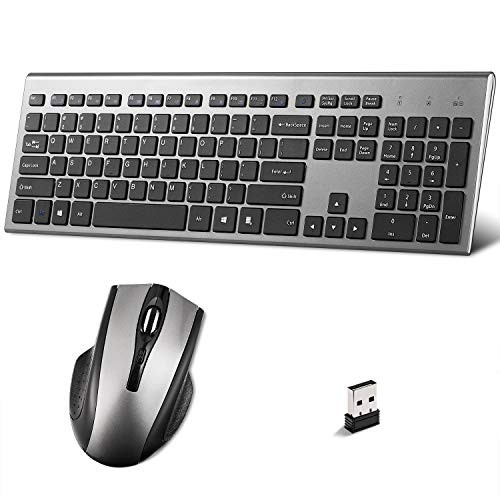 Wireless Keyboard and Mouse Combo,2.4GHz Dropout-Free Connection,Full Size Slim Thin Wireless Keyboard with Palm Rest and Comfortable Mouse (Black Grey)