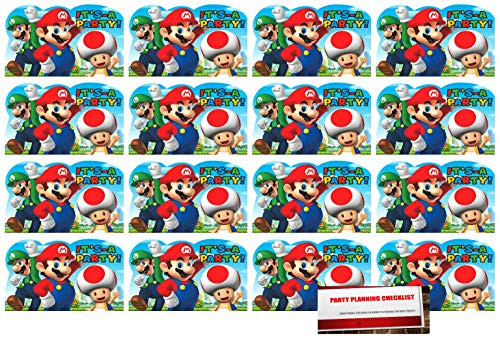 Super Mario Brothers 16 Postcard Invitations Birthday Party Supplies Value Pack plus Party Planning Checklist
