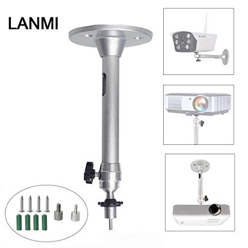 LANMI Universal Extending Ceiling Projector Mount,Hanger 360° Rotatable Head with Extendable Length 175mm/6.88in Height Adjustable Projection for Mini Projector CCTV DVR Camera, (Silver)