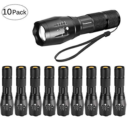 LED Tactical Flashlight, Super Bright 2000 Lumen LED Flashlights Portable Outdoor Water Resistant Torch Light Zoomable Flashlight with 5 Light Modes (10 Pack) LED Tactical Flashlight, Super Bright 2000 Lumen LED Flashlights Portable Outdoor Water Resistant Torch Light Zoomable Flashlight with 5 Light Modes (10 Pack)
